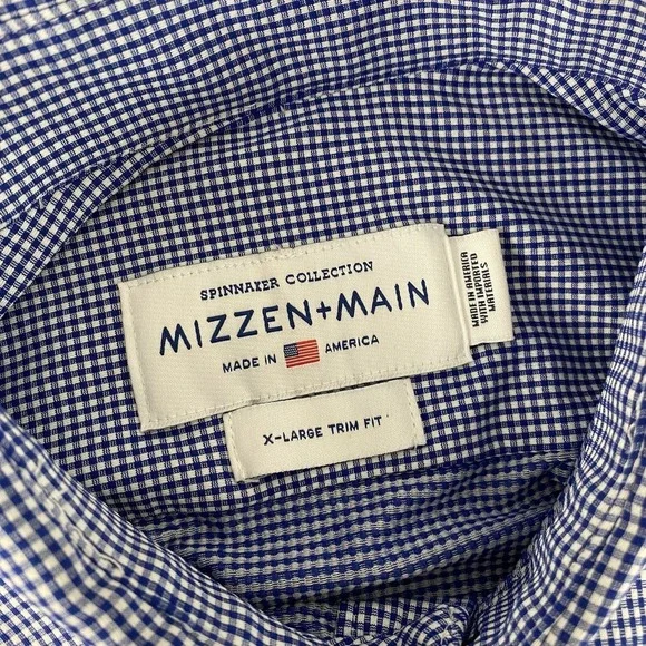 Mizzen+Main Shirt Men's XL Trim Fit Long Sleeve Button Up Blue SLIM - Picture 9 of 13